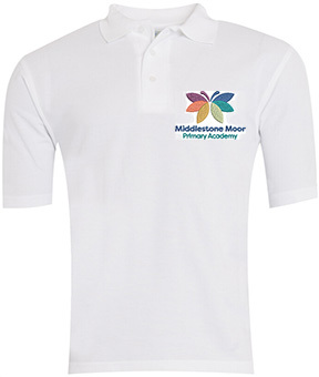 Middlestone Moor Primary Academy White Polo Shirt with Logo