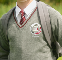 Burnside College Bespoke V-Neck Jumper with special stripe and Logo