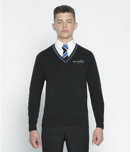 John Spence Twin V-stripe Jumper with logo (Compulsory) : Michael ...