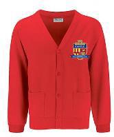 Castle School Logo Red Sweatshirt Cardigan