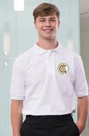 Gosforth Academy White Daywear Polo Shirt (GREEN BADGE)
