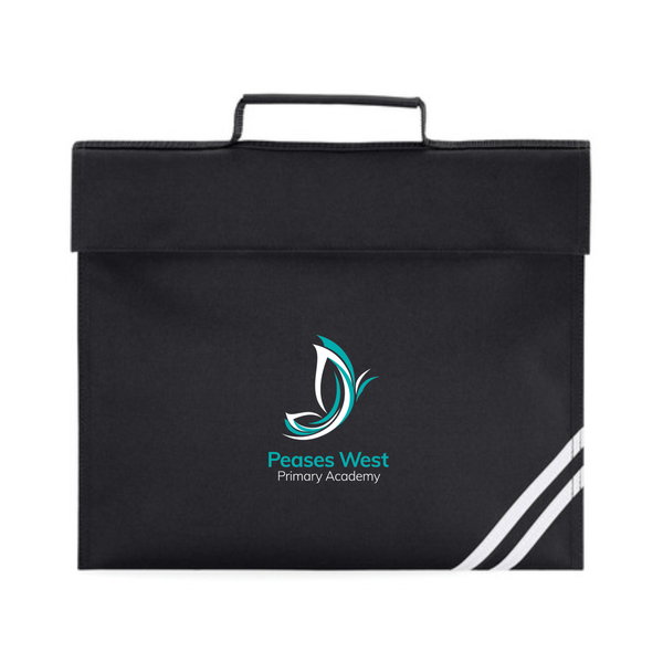 Peases West Primary Academy Black Logo Bookbag with reflective strip