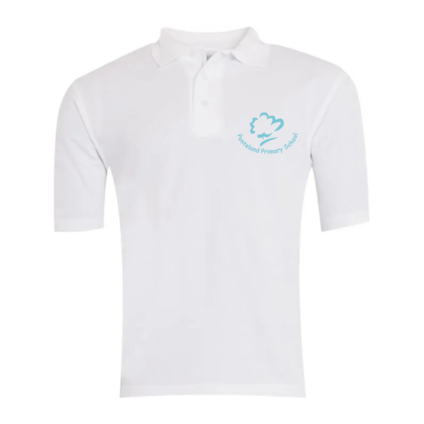 Ponteland Primary White Polo Shirt with Logo