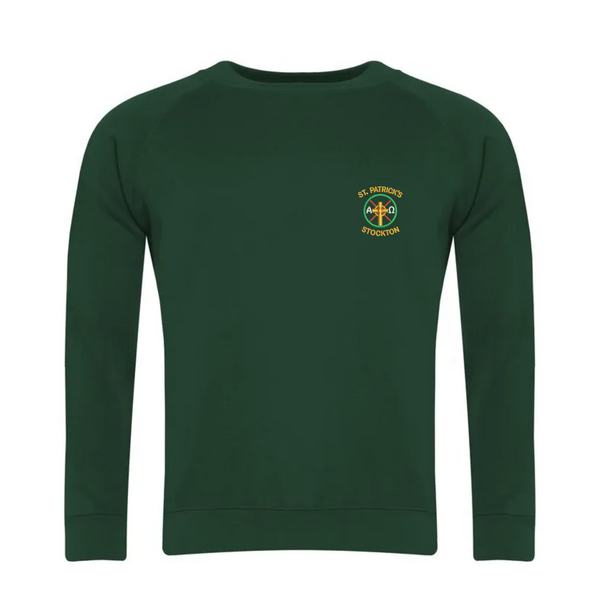 St Patrick's Stockton Bottle Green School Sweatshirt with Logo