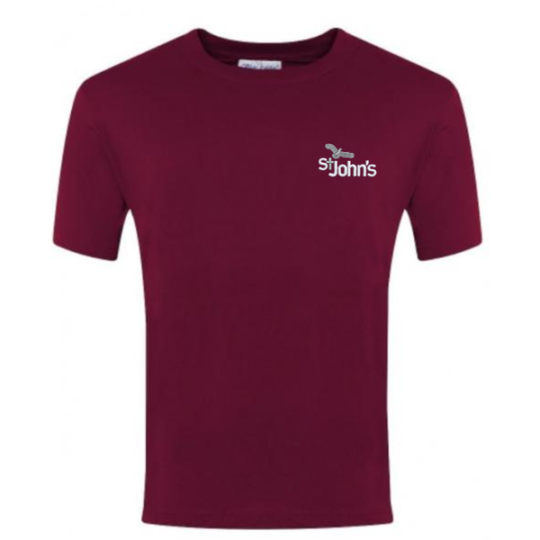 St John's Catholic Burgundy Unisex PE T-shirt