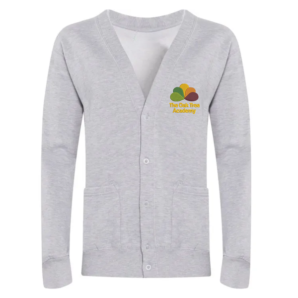 Oak Tree Grey School Cardigan with Logo