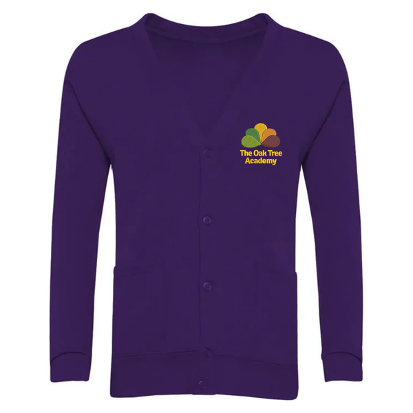 Oak Tree Purple School Cardigan with Logo - (Y6 Only)