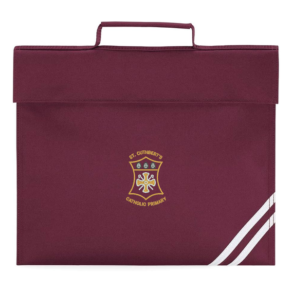 St Cuthbert's Hartlepool Burgundy Logo Bookbag with reflective strip