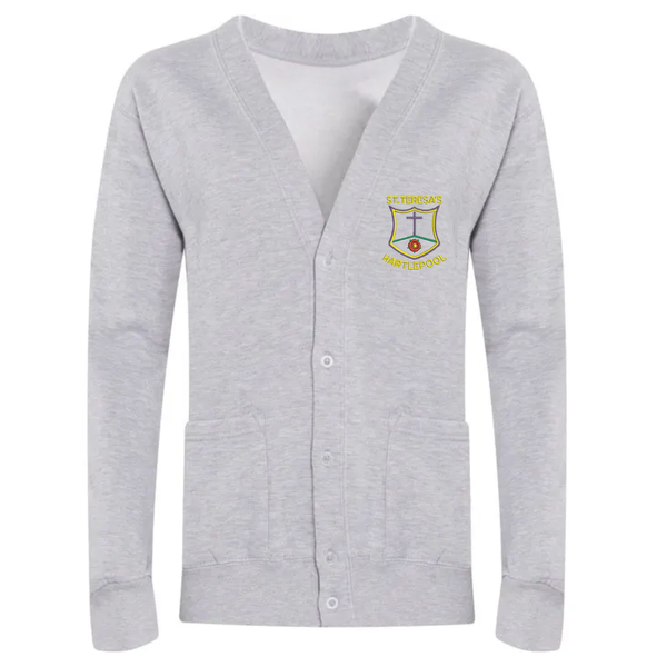 St Teresa's Hartlepool Grey School Cardigan with Logo