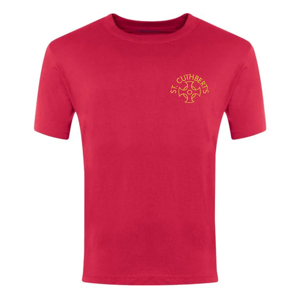 St Cuthbert's Crook Red PE T-shirt
