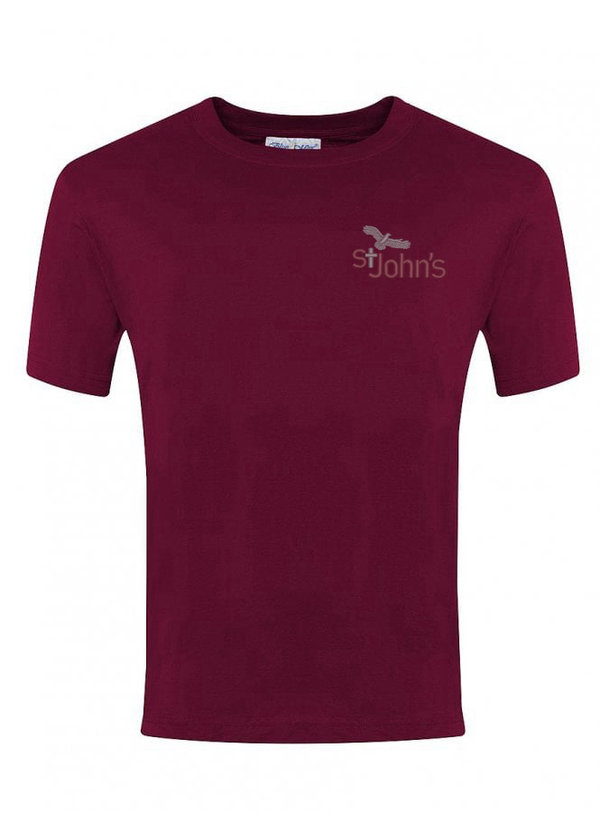 St John's Catholic Burgundy Unisex PE T-shirt