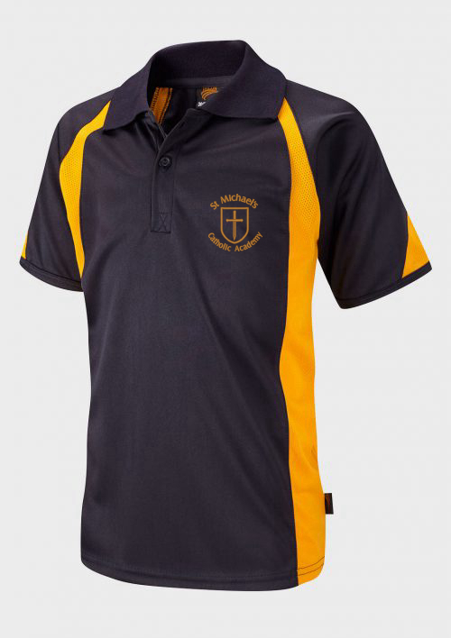 St Michaels Navy and Gold PE Polo - Unisex