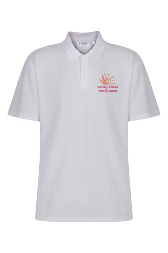 Barley Fields Primary White Polo Shirt with Logo