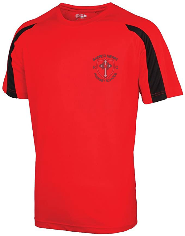 Sacred Heart Primary Red and Black PE T-shirt