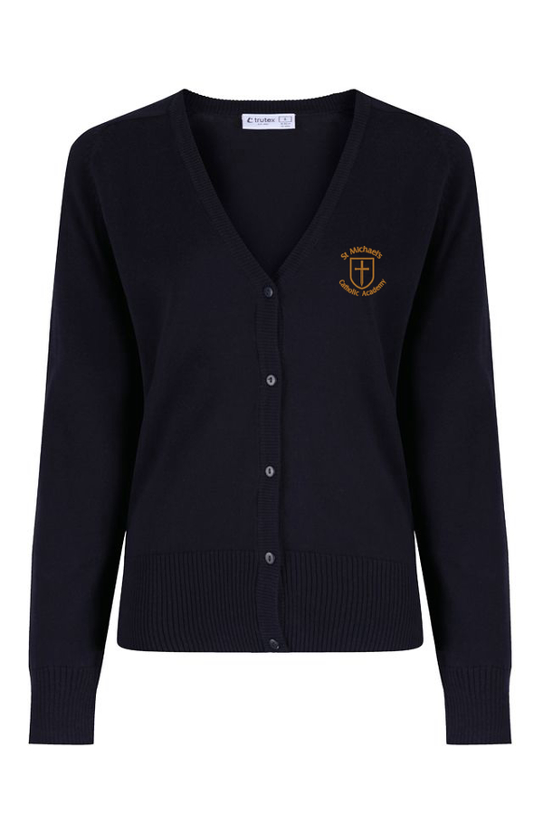 St Michaels Girls Cotton V - Neck Navy Cardigan REDUCED TO CLEAR