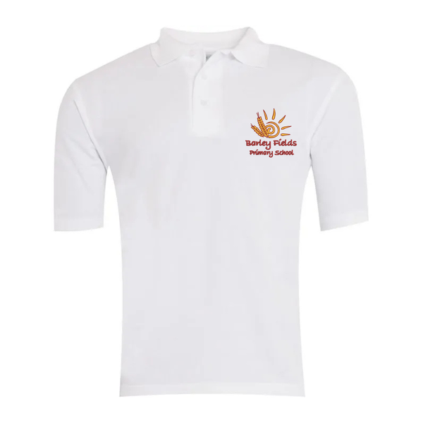 Barley Fields Primary White Polo Shirt with Logo