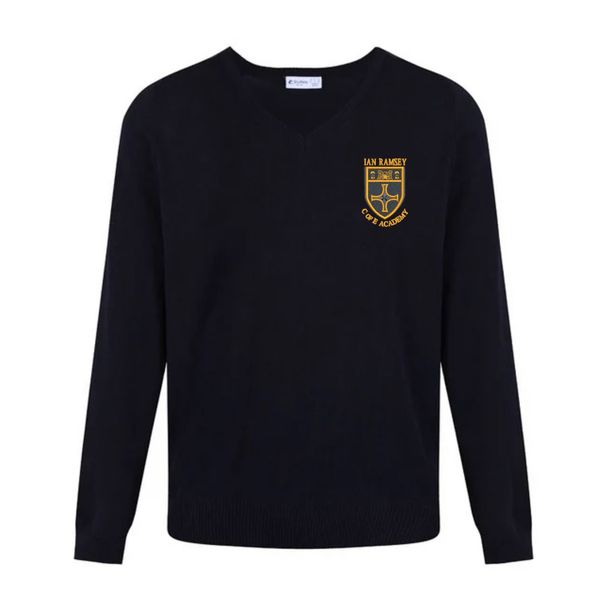 Ian Ramsey Boys Cotton V - Neck Navy Jumper REDUCED TO CLEAR