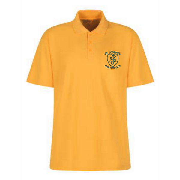 St Joseph's Hartlepool Gold Polo Shirt with Logo