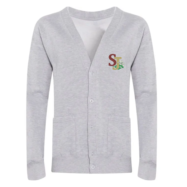 St Joseph's Billingham Grey School Cardigan with Logo