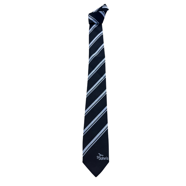 St John's Academy Traditional Tie - Black and Silver (6th Form Only)