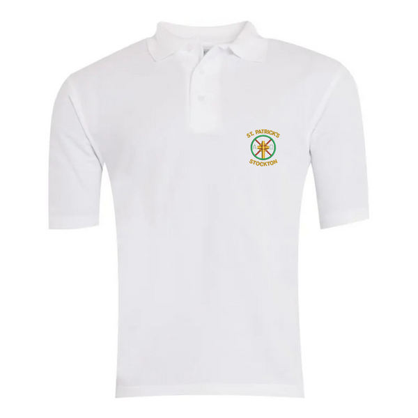 St Patrick's Stockton White Polo Shirt with Logo