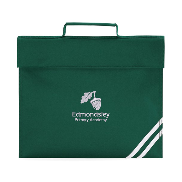 Edmondsley Primary Bottle Green Logo Bookbag with reflective strip