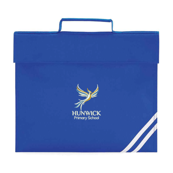 Hunwick Primary Royal Logo Bookbag with reflective strip