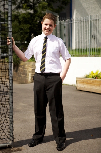 UK Made Boys Half Elastic Waist School Uniform Belted Trouser Teflon Coated 