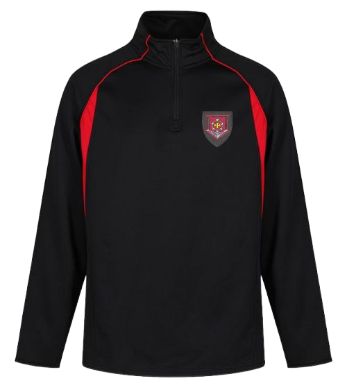 English Martyrs Black and Red Unisex 1/4 Zip Midlayer