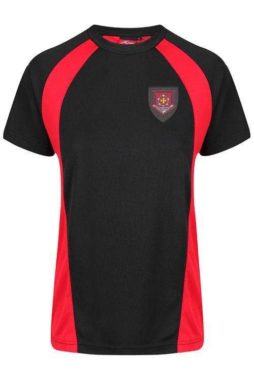 English Martyrs Akoa Black And Red Boys Sports T-shirt - Compulsory