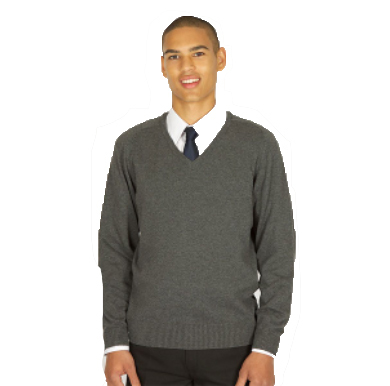 Excelsior Unisex Plain Grey V-Neck Jumper (optional all year groups)