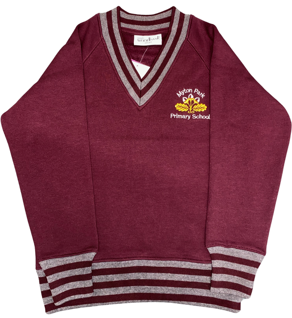 Myton Park Maroon and Grey V-Neck Sweatshirt with Logo