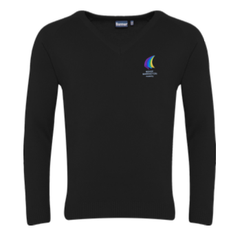 Bishop Barrington Black V-neck Jumper with Logo (Optional)