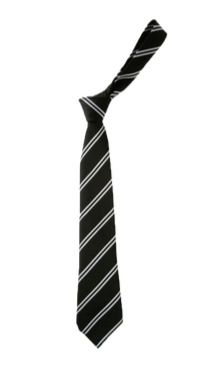 Whitworth Park Academy black/silver twin stripe Clip-on Tie (Compulsory Item)