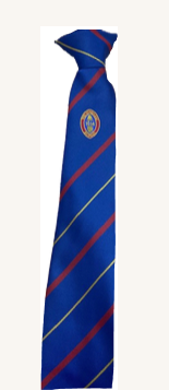 Wolsingham School Royal/Red/Gold Logo Clip-on Tie (Compulsory Item)