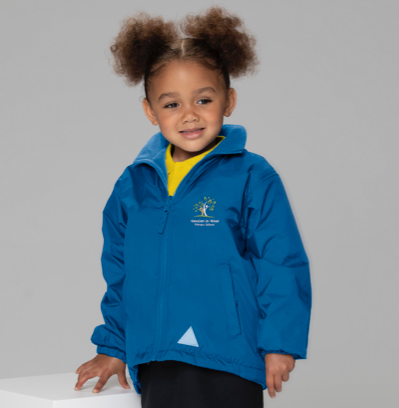 Howden Le Wear Primary Royal Mistral Showerproof Jacket with Logo : Michael  Sehgal and Sons Ltd , Buy School Uniform for Boys and Girls