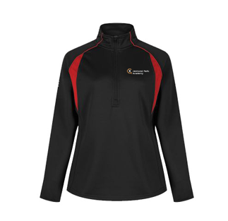 Jesmond Park Academy Contrast Black/Red 1/4 Zip Midlayer for Outdoor PE