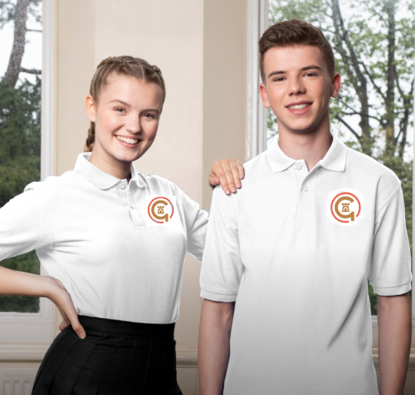 Jesmond Park Academy Unisex White Day Polo (Red circle) Yr 11 - Sept 24