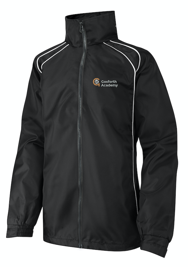 Gosforth Academy Black Showerproof Rain Jacket with Logo (Compulsory)