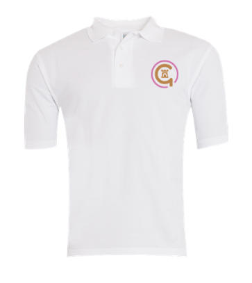 Jesmond Park Academy Unisex White Day Polo (Pink circle) - (Y9 Sept 25)
