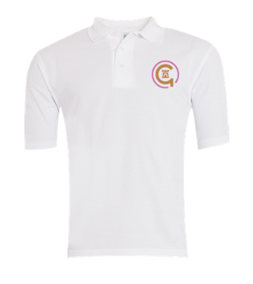 Jesmond Park Academy Unisex White Day Polo (Pink circle) Yr 8 - Sept 24