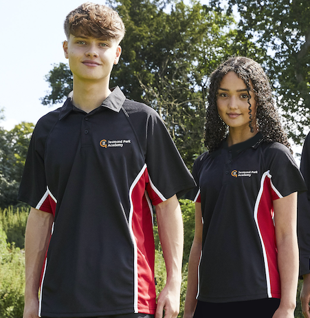 Jesmond Park Academy Blk/Red Contrast Sports Polo (PE) Compulsory