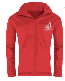 Witton-le-Wear Primary Red Mistral Showerproof Jacket with Logo