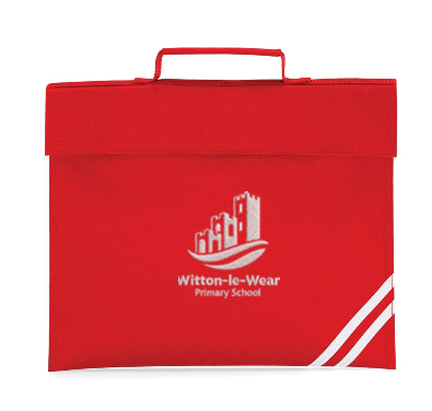 Witton-le-Wear Primary Red Logo Bookbag with reflective strip