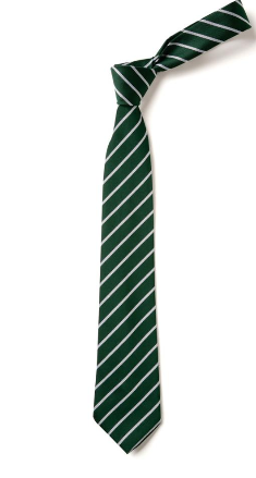 Greenfield Academy Year 7-10 Green/white Stripe Clip-on Tie