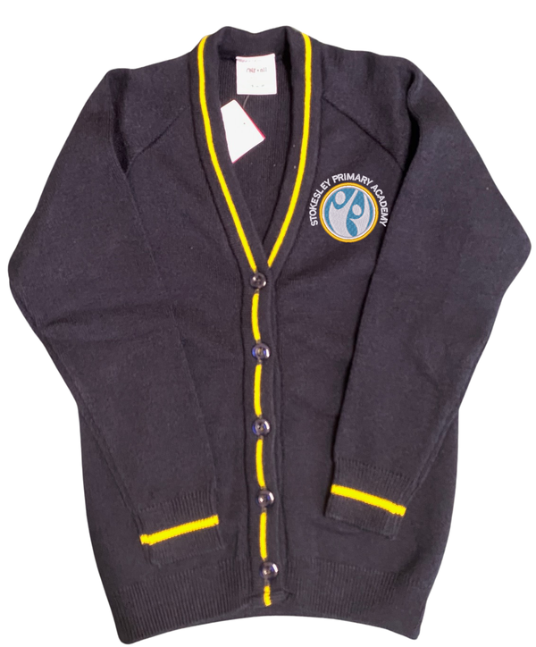 Stokesley Primary Navy V-Neck Knitted Cardigan with logo - ( 1-6 yrs Only)