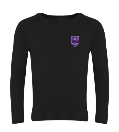 Staindrop Academy Black V-neck Jumper with Logo (Optional)