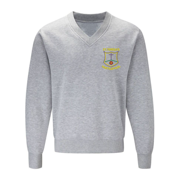 St Teresa's Hartlepool Grey School V-Neck Sweatshirt with Logo
