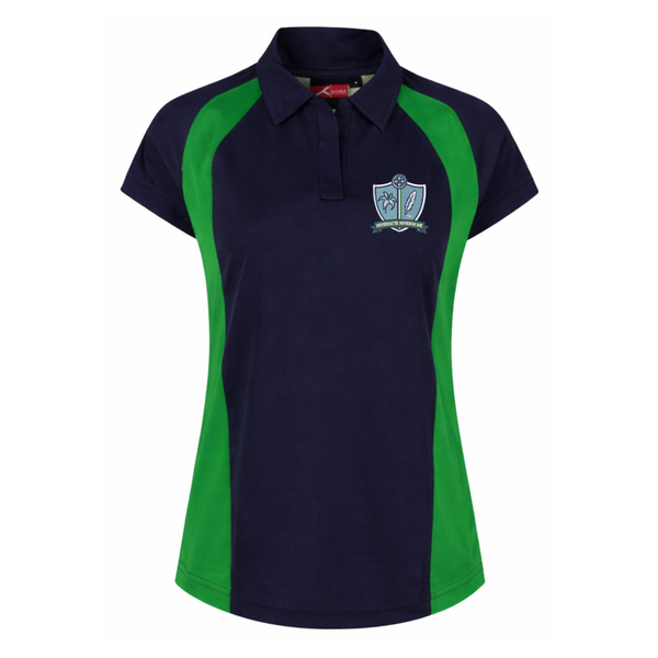 Our Lady & St Bede Akoa Navy and Emerald Girls Sports Polo - Compulsory