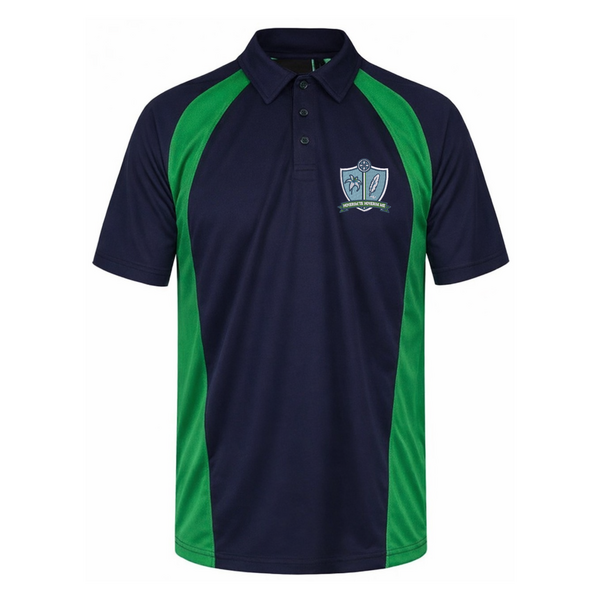 Our Lady & St Bede Akoa Navy and Emerald Boys Sports Polo - Compulsory